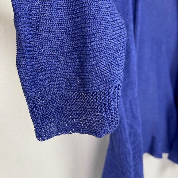 Nic + Zoe Petite Medium Linen Blend Open Front Cardigan Periwinkle Blue Violet - Picture 4 of 8